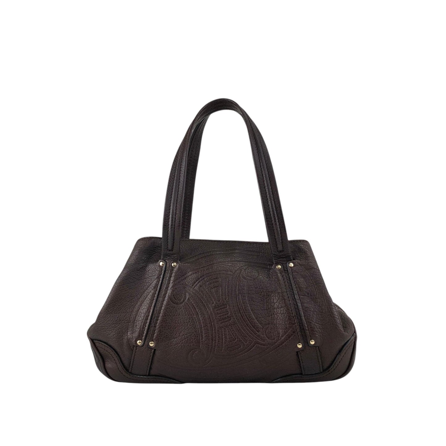 CELINE Blason Embossed Hobobag Shoulder bag Brown Vintage g5bz4k