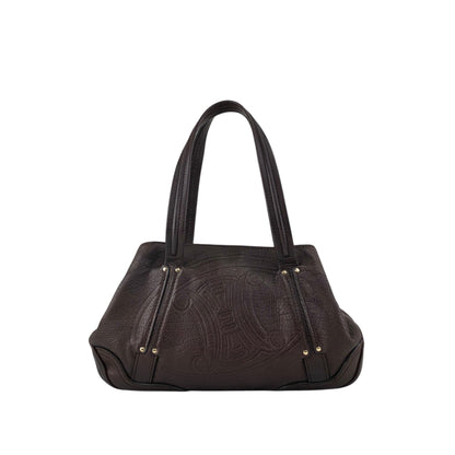 CELINE Blason Embossed Hobobag Shoulder bag Brown Vintage g5bz4k
