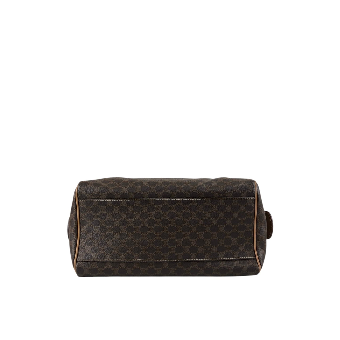 CELINE Macadam Blason Small Boston bag Handbag Brown Vintage tudkhm