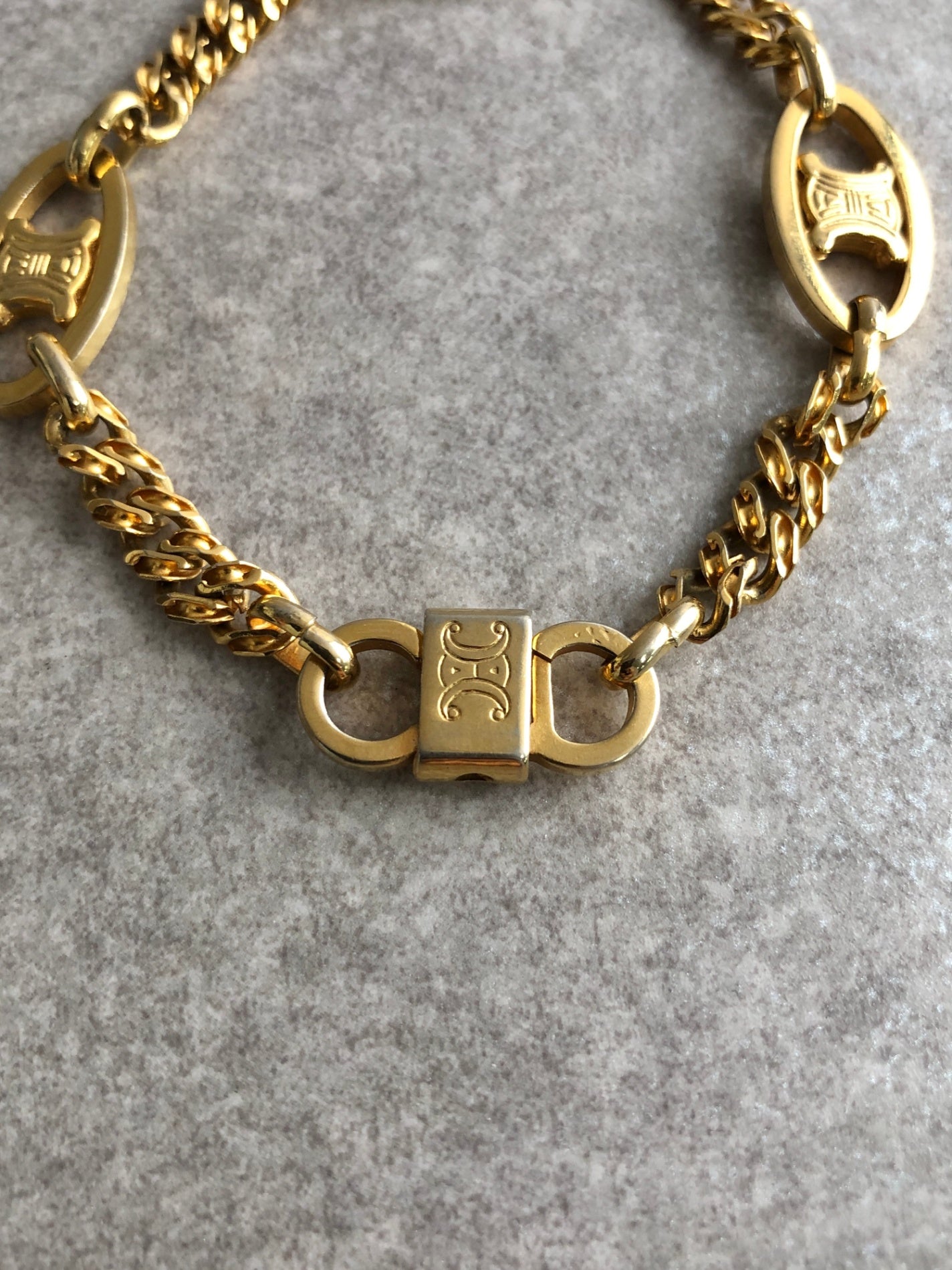 CELINE Triomphe Bracelet Gold Vintage b4sajw