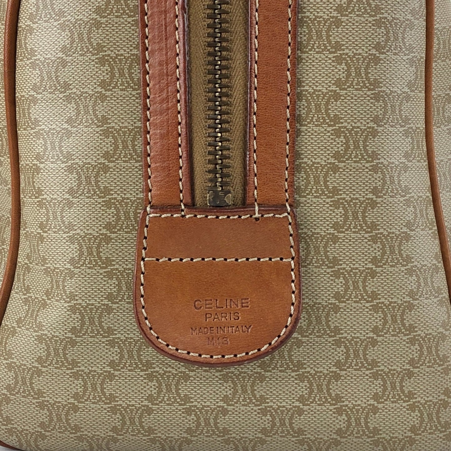 CELINE Macadam Blason Two-way Small Boston bag Shoulder bag Beige Vintage ppn4pg