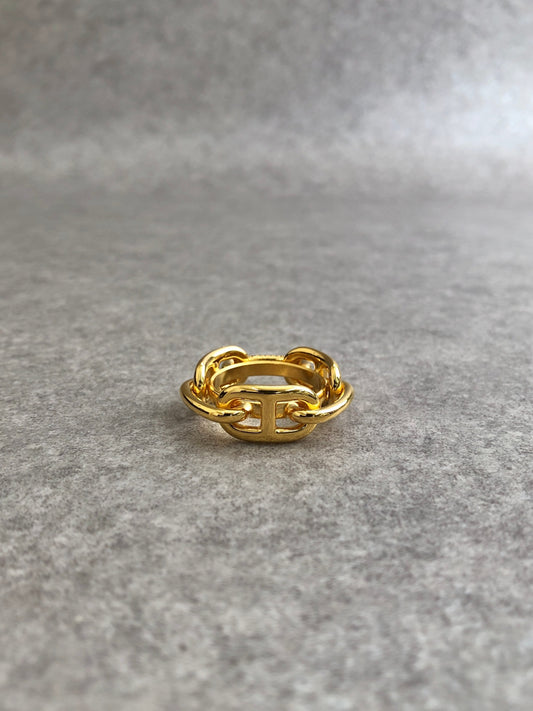 HERMES Chaine d'ancre Scarf Ring Gold Vintage wwmpsn