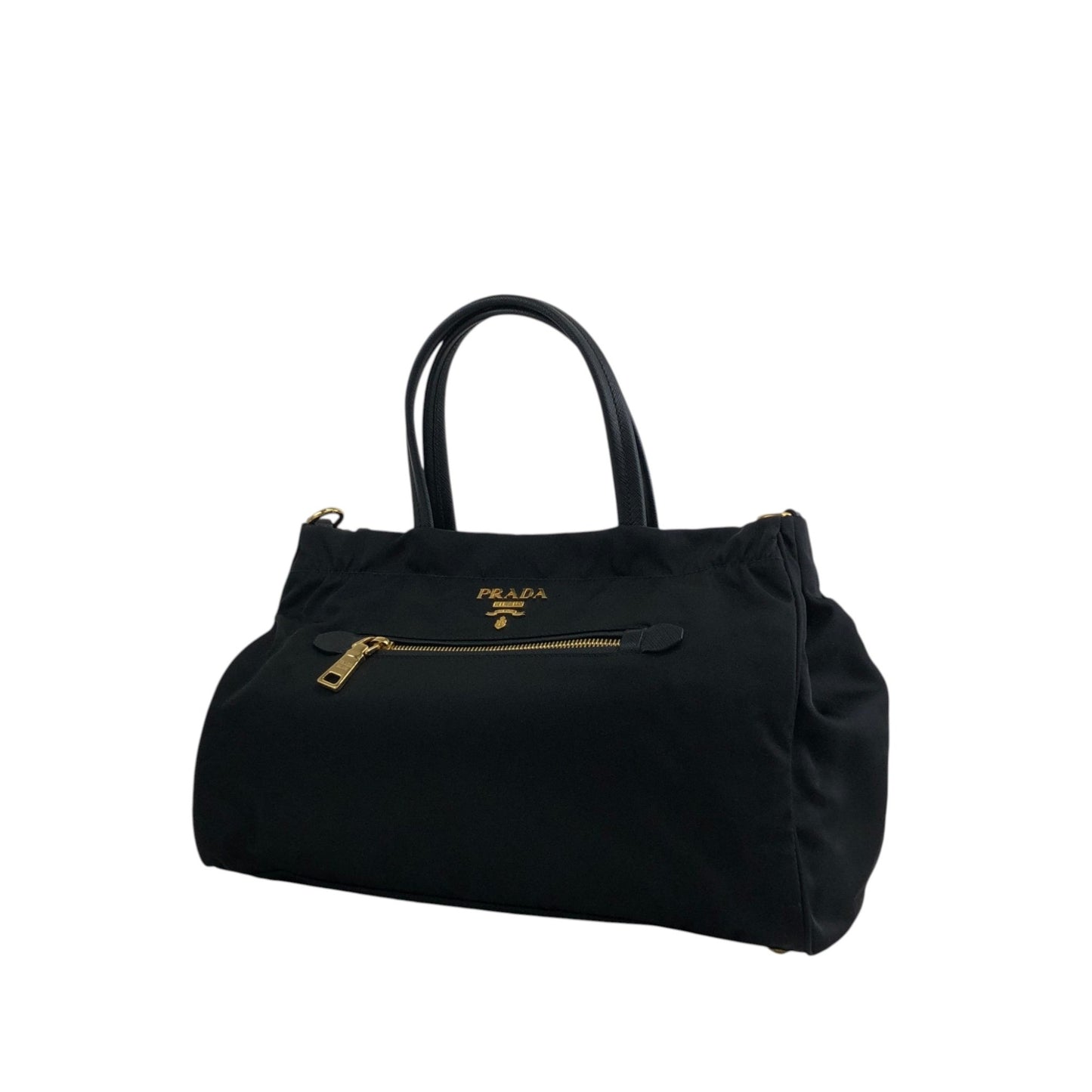 PRADA Logo Two-way Small Boston bag Shoulder bag Black Vintage 453265