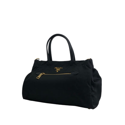 PRADA Logo Two-way Small Boston bag Shoulder bag Black Vintage 453265