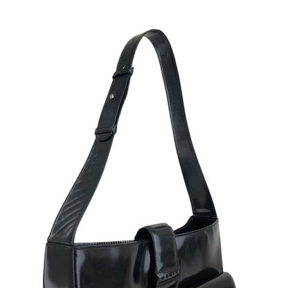 CELINE Logo Shoulder bag Black Vintage tabt7f