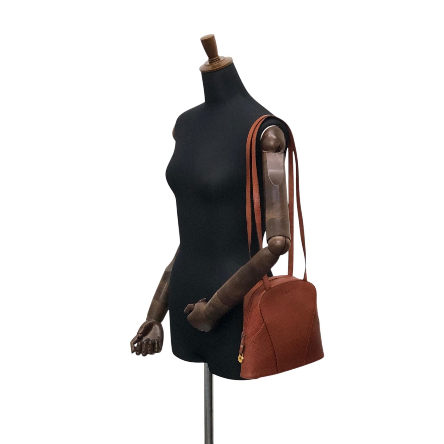 LOEWE Logo Embossed Shoulder bag Brown Vintage hhdfi4