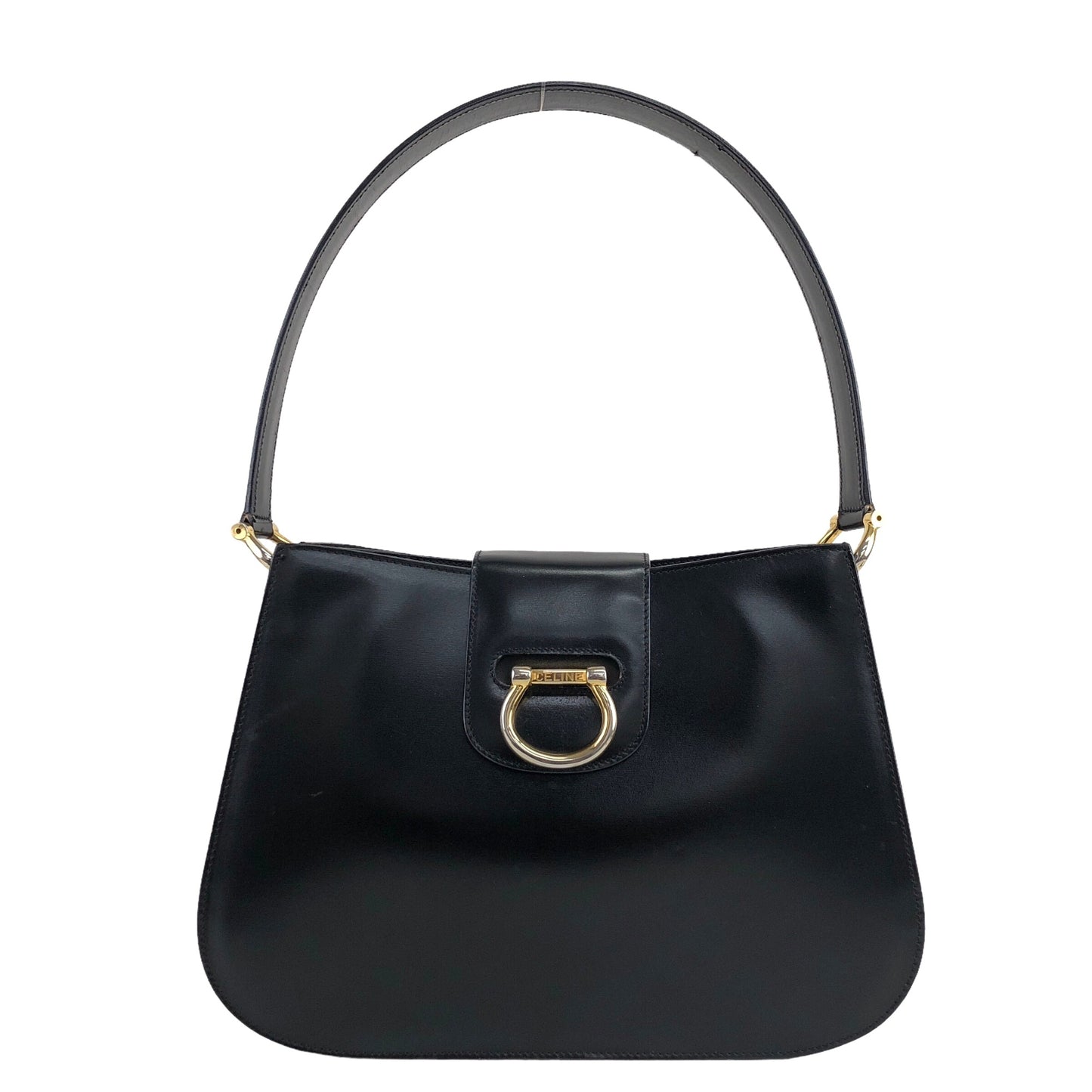 CELINE Horseshoe Handbag Black Vintage kzatm3