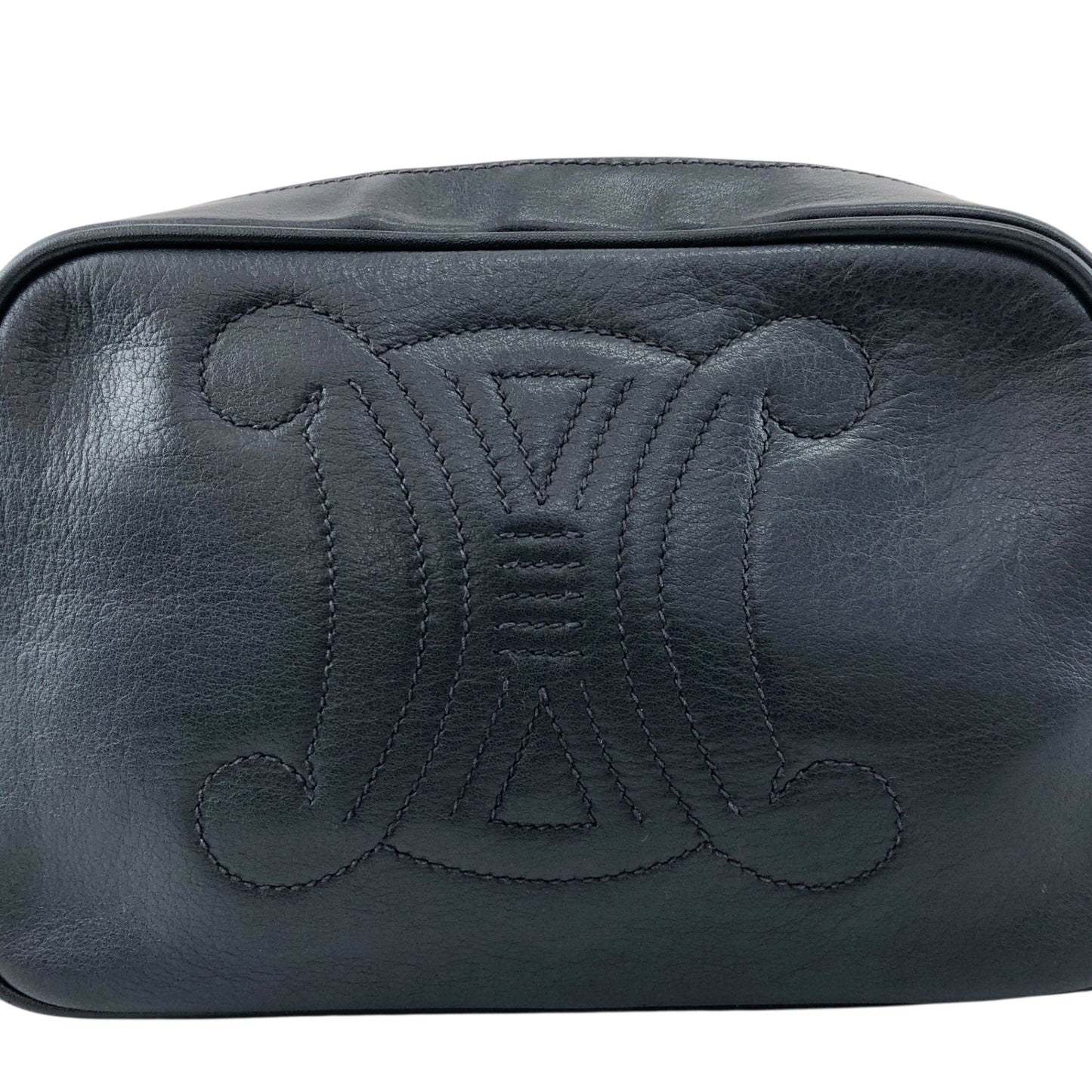 CELINE Triomphe Chain Shoulder bag Navy Vintage h4r6w8