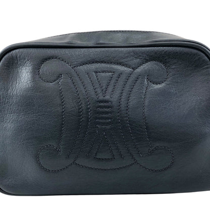 CELINE Triomphe Chain Shoulder bag Navy Vintage h4r6w8