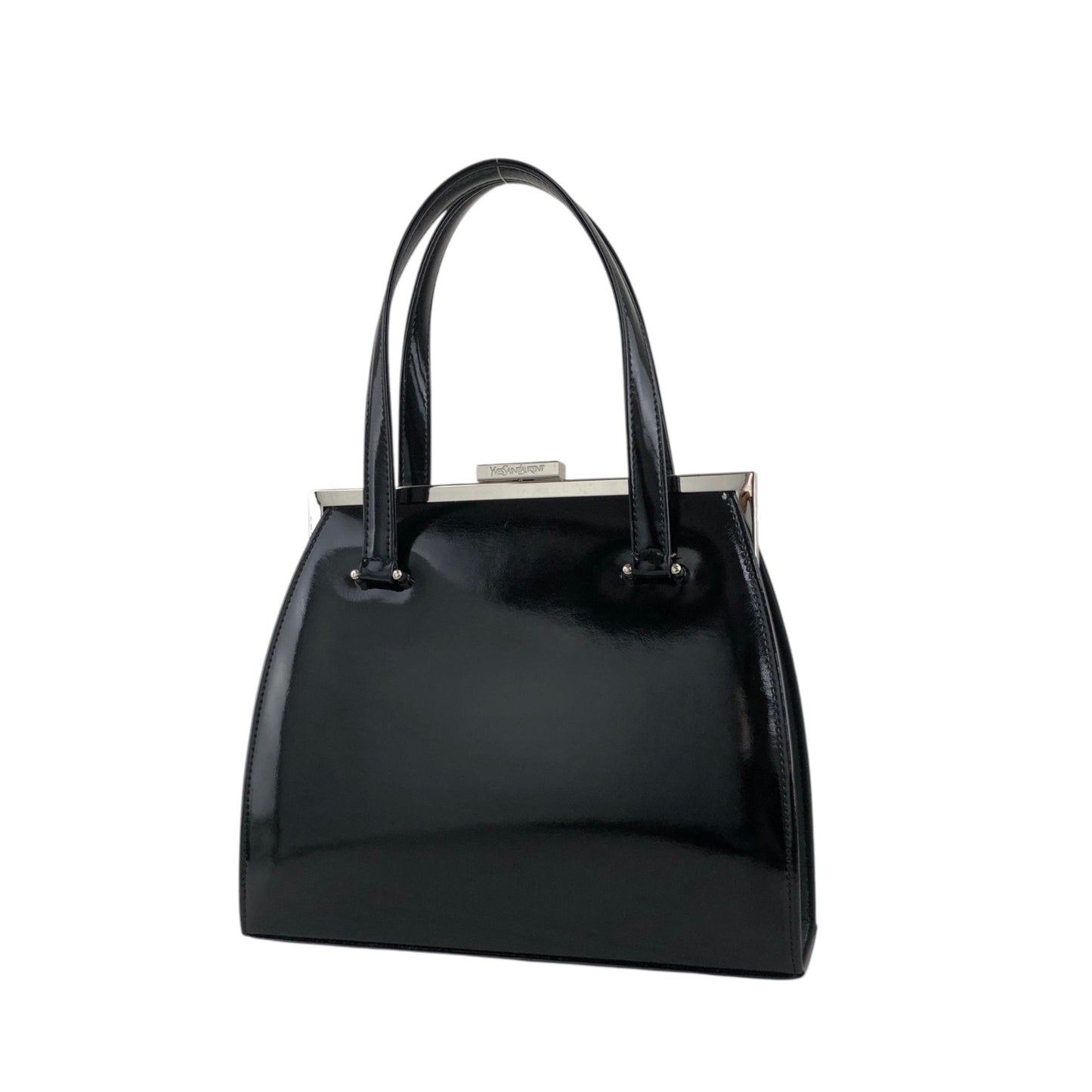 Yves Saint Laurent Metal Clasp Handbag Black Vintage km5h88
