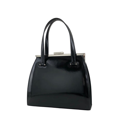Yves Saint Laurent Metal Clasp Handbag Black Vintage km5h88