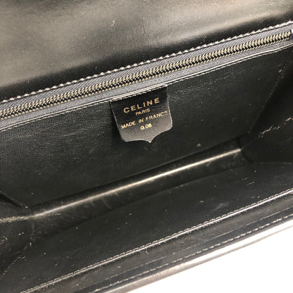 CELINE Triomphe 翻蓋皮革手提包 黑色復古 zgtbg6 