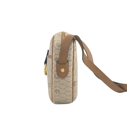 Christian Dior Honeycomb Pattern CD Logo Shoulder bag Beige Vintage 4axxsb