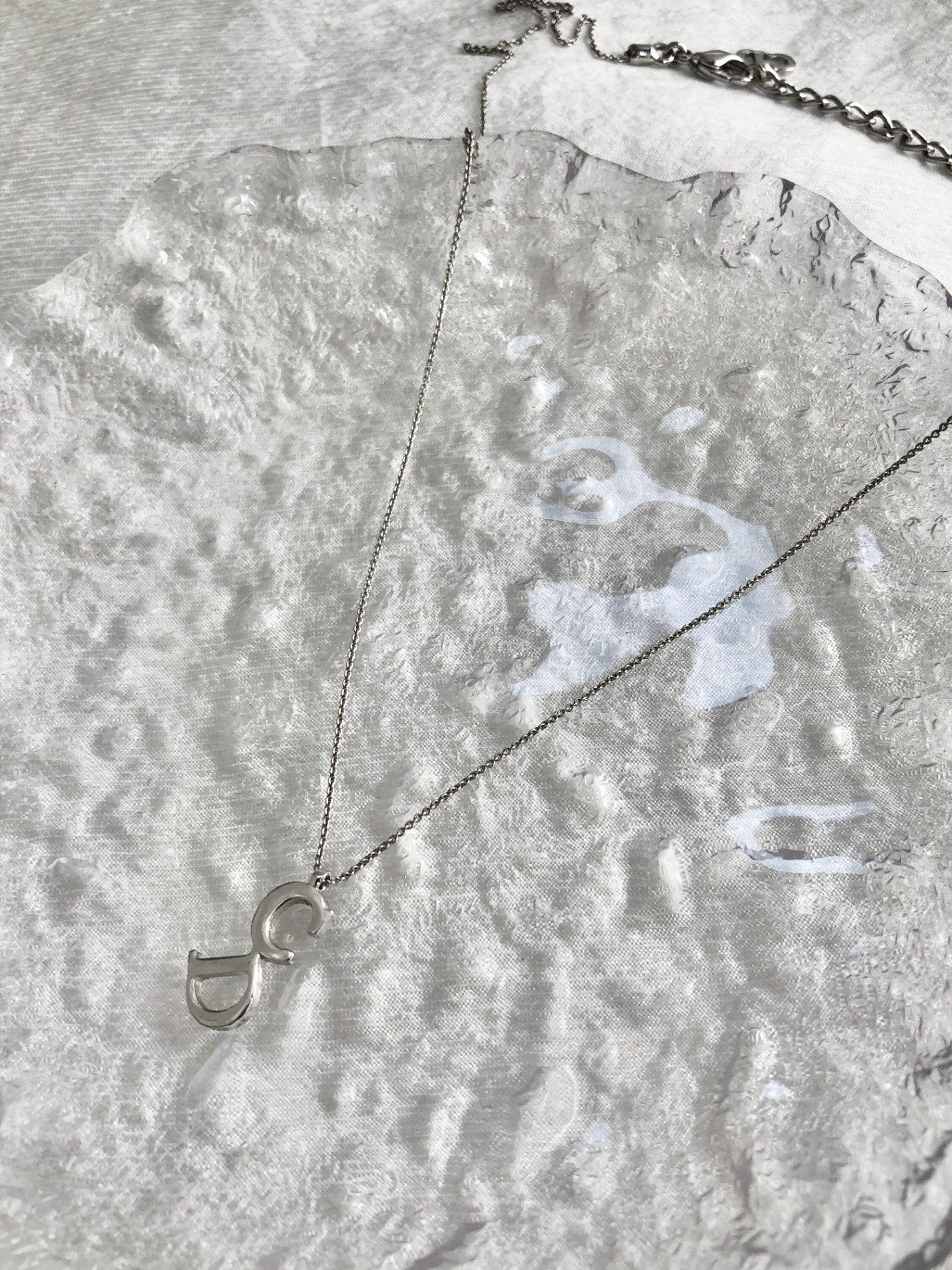 Christian Dior CD Logo Necklace Silver Vintage ixy3ku