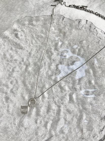 Christian Dior CD Logo Necklace Silver Vintage ixy3ku