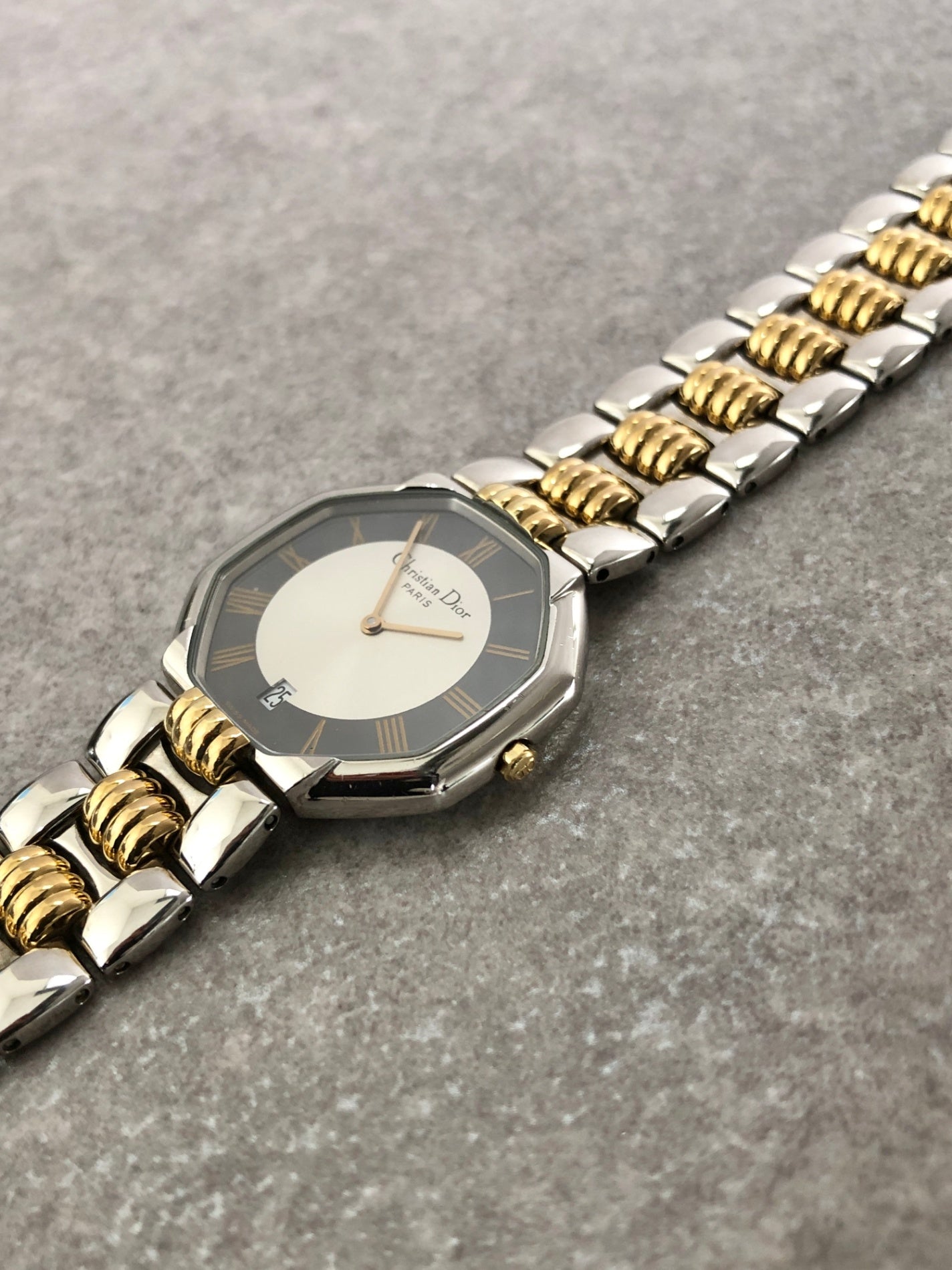 Christian Dior Octagon Watch Gold×Silver D45-204 QZ Vintage 6u2khk