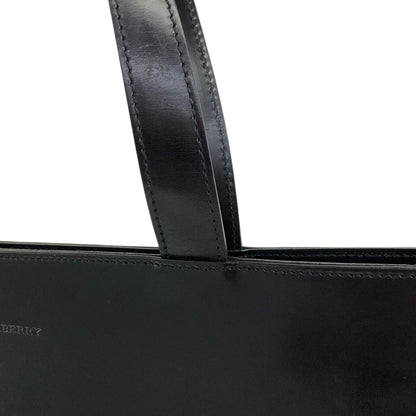 BURBERRY Logo Embossed Handbag Totebag Black Vintage 7vx6m6