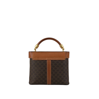 CELINE Macadam Triomphe Two-way Shoulder bag Vanity bag Brown Vintage tbvwcr