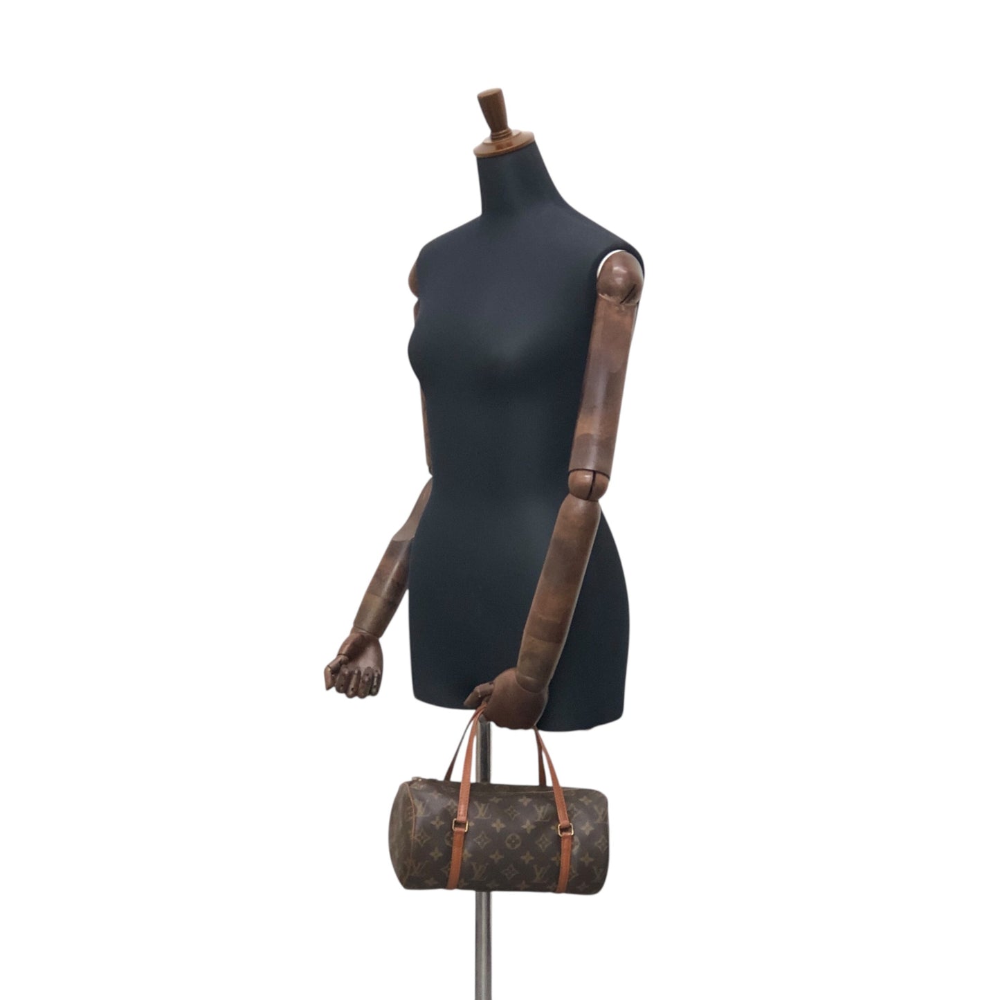 LOUIS VUITTON Monogram Handbag Brown Vintage b2yv5t