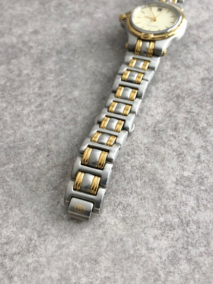 GUCCI Logo Quartz Watch Silver 9040L Vintage xggffd