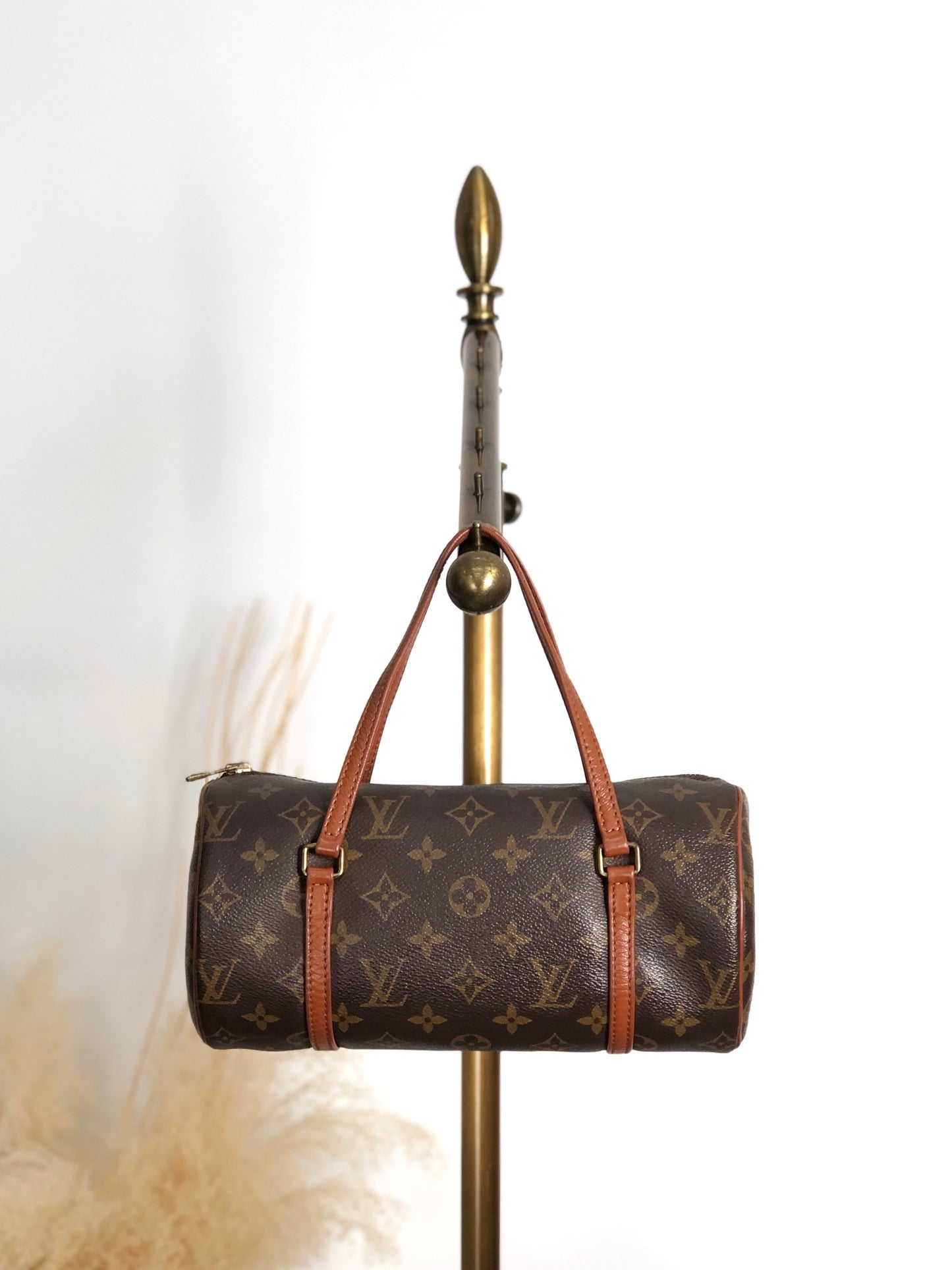 LOUIS VUITTON Monogram Handbag Brown Vintage dwmmh5