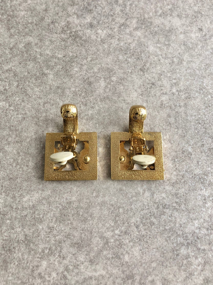 CELINE Earrings Gold Vintage j33fzg
