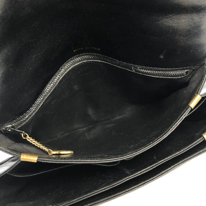 CELINE 馬銜扣皮革斜背包 黑色復古 p25eua 