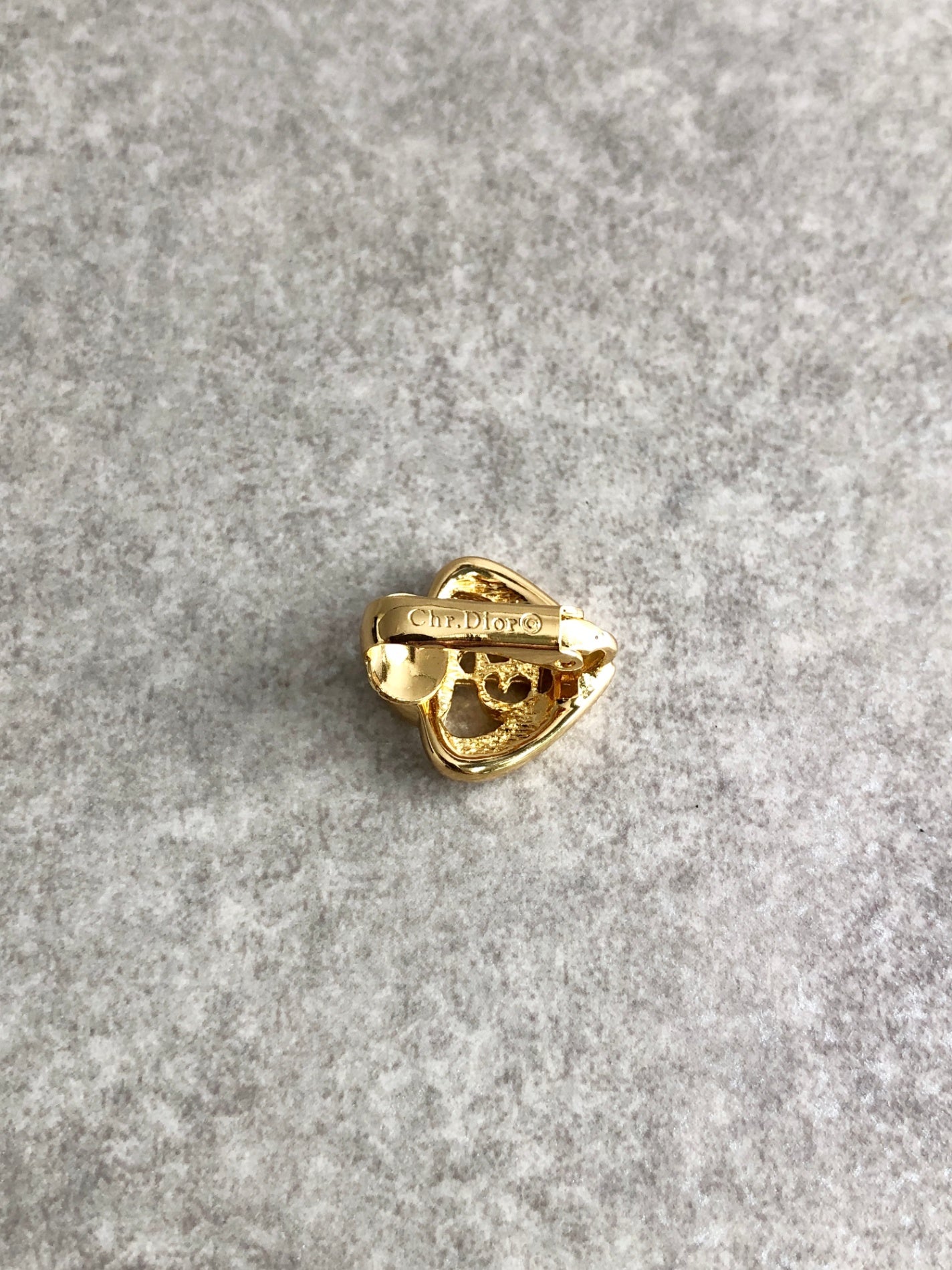 Christian Dior CD Logo Heart Motif Earrings Gold Vintage e88g44