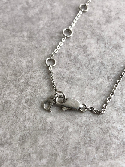 Christian Dior Logo Motif Necklace Silver Vintage 4pcr23