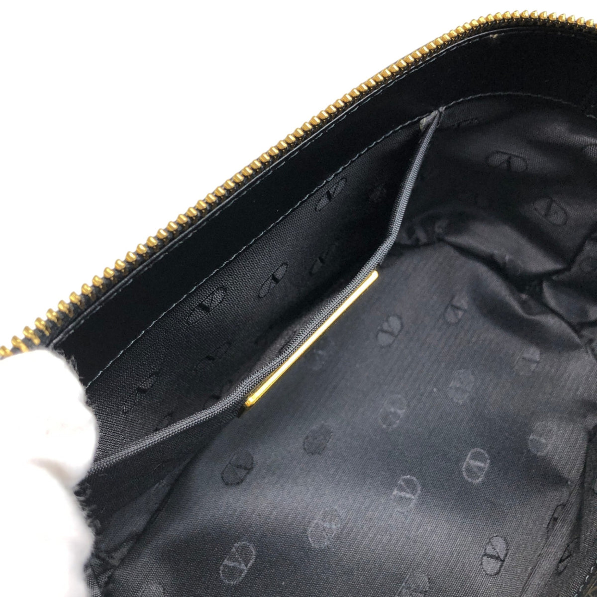 VALENTINO GARAVANI Logo Charm Two-way Handbag Shoulder bag Black Vintage b2wgf5