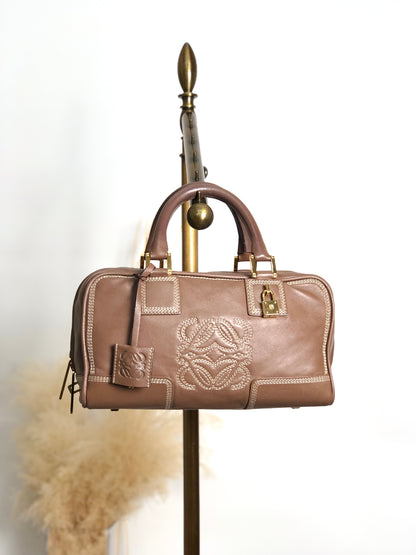 LOEWE Amazona Small Boston bag Handbag Brown Vintage irfyjk