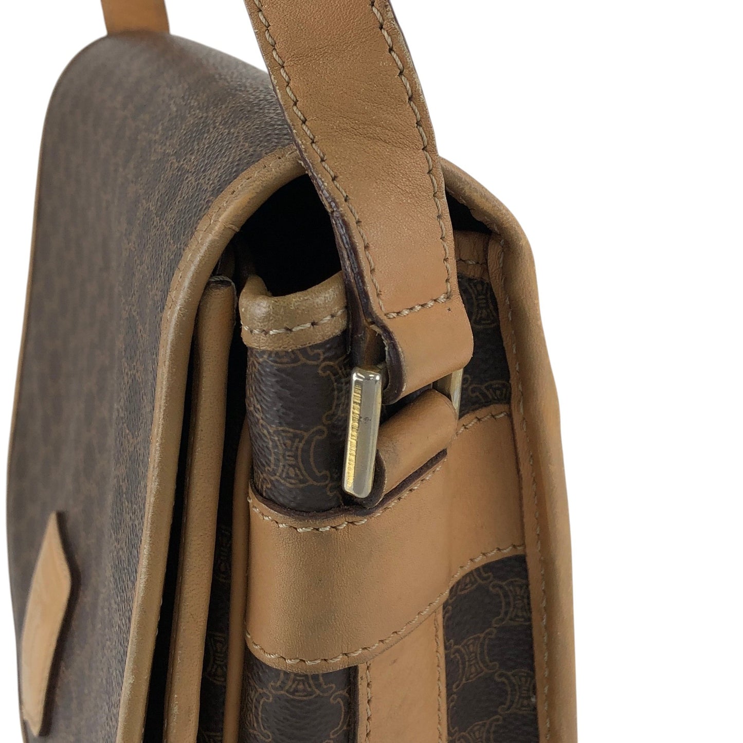 CELINE Macadam Blason Shoulder bag Brown Vintage rtiv5k