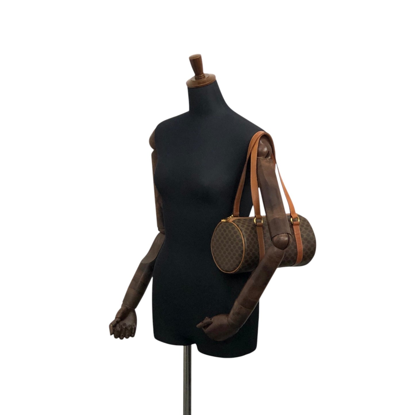 CELINE Macadam Blason Handbag Brown Vintage s5ej7j