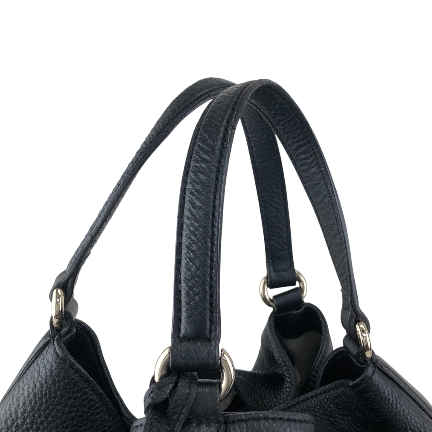 GUCCI Logo Embossed Tassel Shoulder bag Hobobag Black Vintage p2pw3n