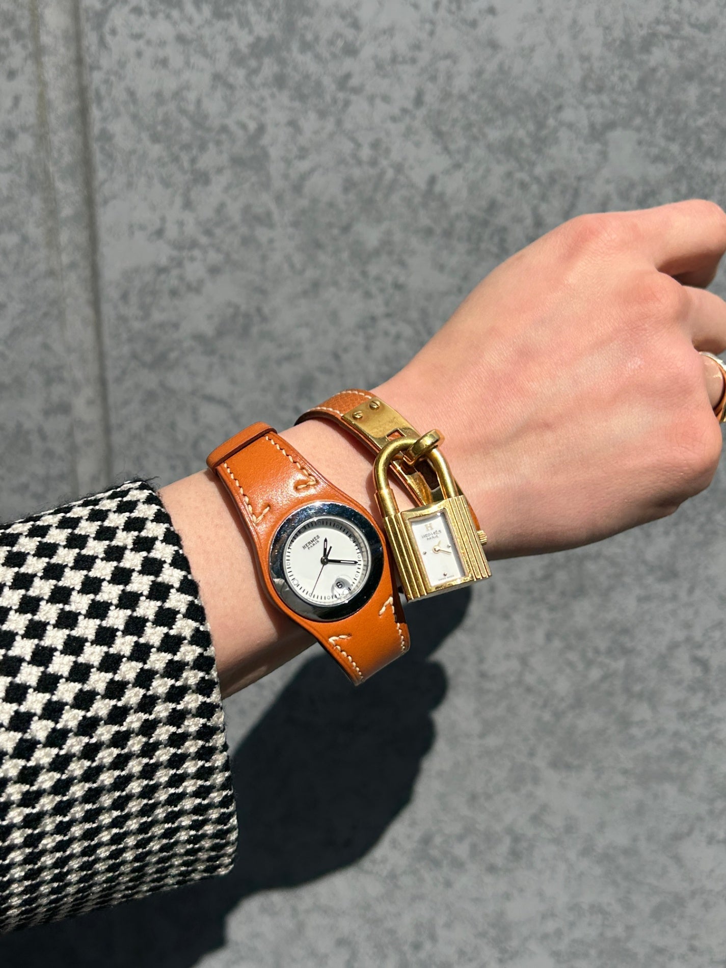 HERMES Watch Brown Vintage m64n6e