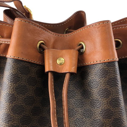 CELINE Macadam Blason Drawstring Shoulder bag Brown Vintage epwjhg