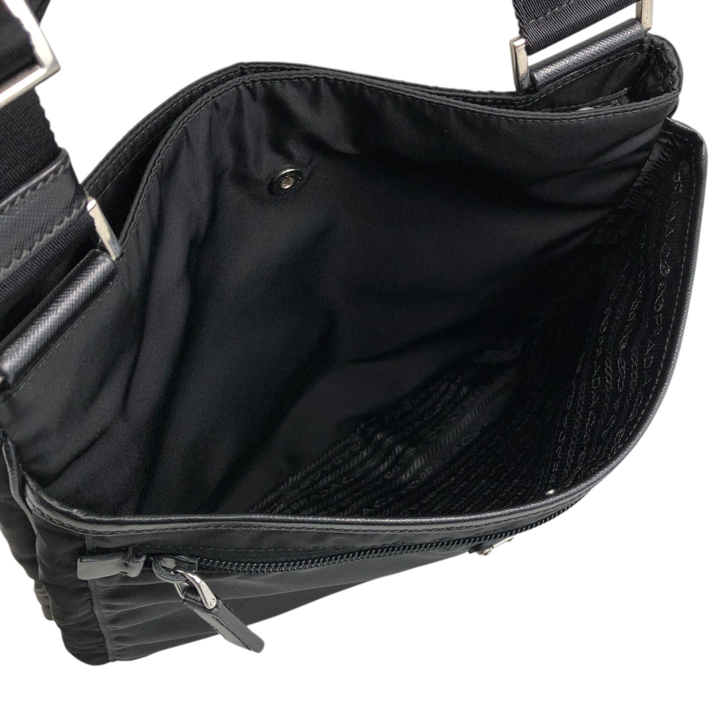 PRADA Tessuto Triangle logo Shoulder bag Black Vintage 4i8cr5