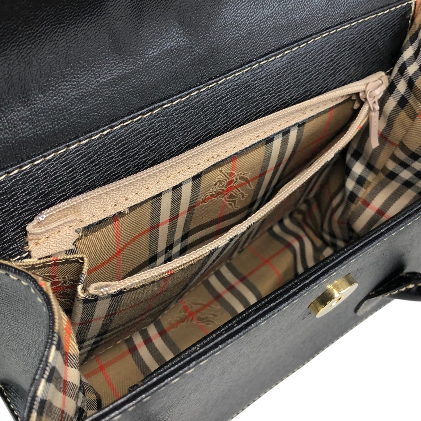 BURBERRY Logo Handbag Black Vintage 3ziibs