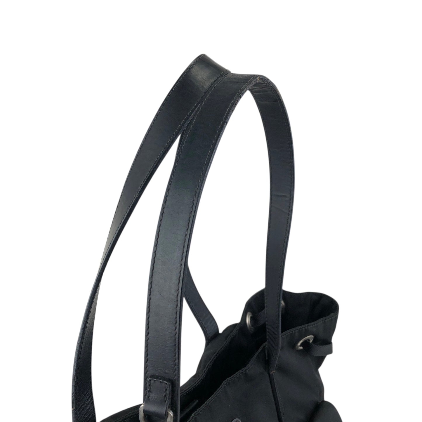 PRADA Tessuto Triangle Logo Double Pocket Totebag Black Vintage pbxxz8