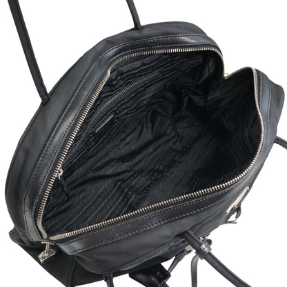 PRADA Triangle Logo Padlock Small Boston bag Handbag Black Vintage a5w87e