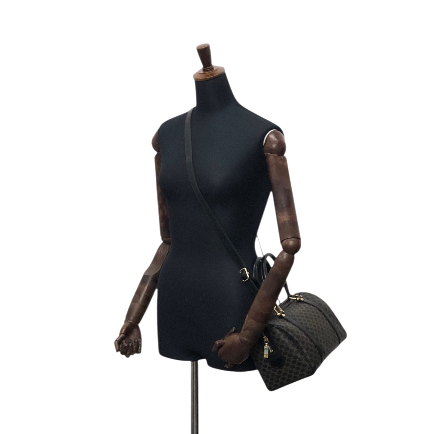 CELINE Macadam Two-way Small Boston bag Shoulder bag Black Vintage 5umhds