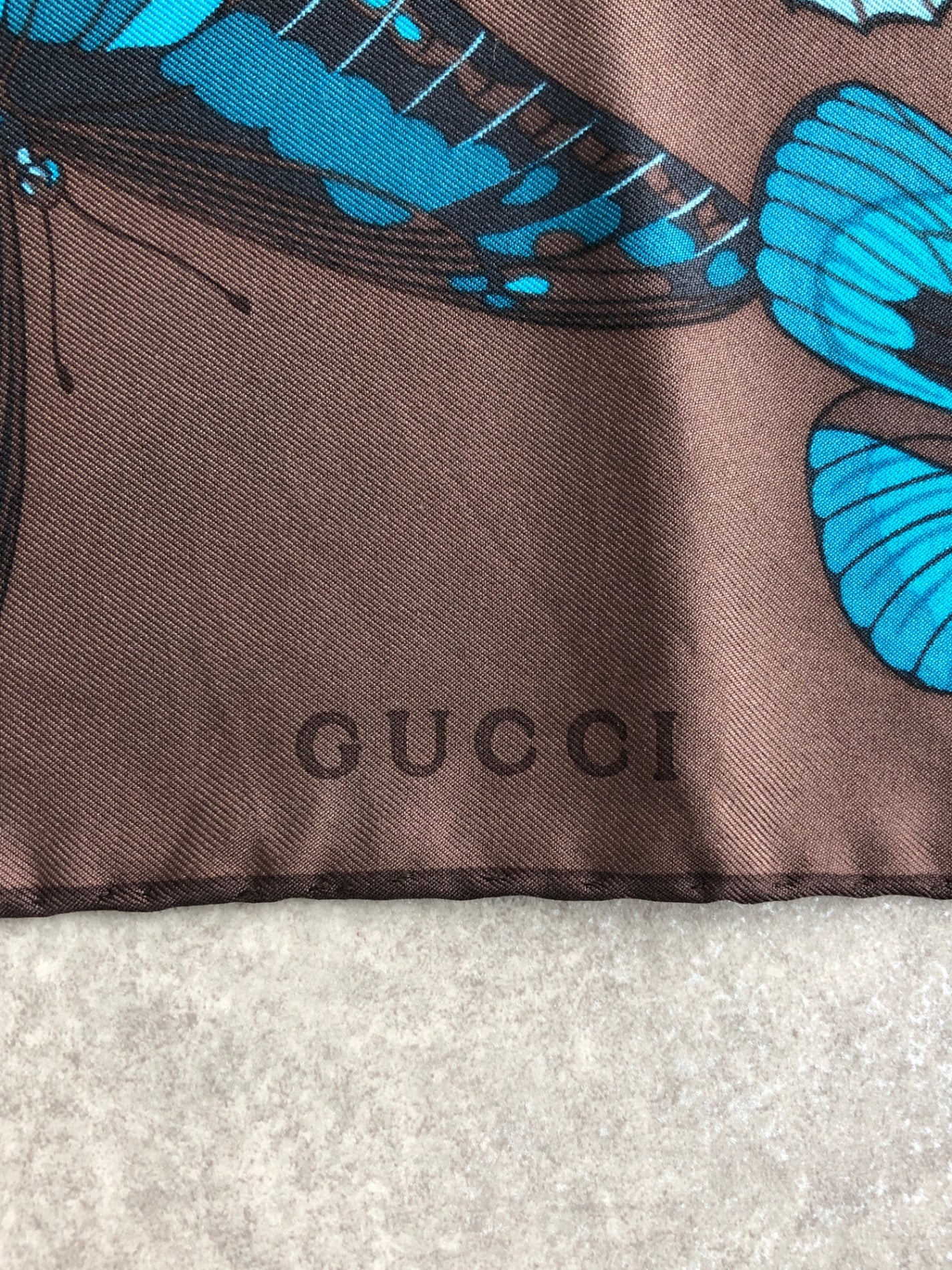 GUCCI Scarf Brown×Blue Vintage bmgng4