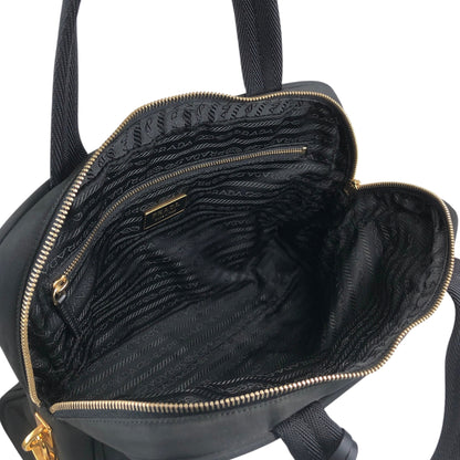 PRADA Tessuto Triangle Logo Padlock Handbag Black Vintage z2waww