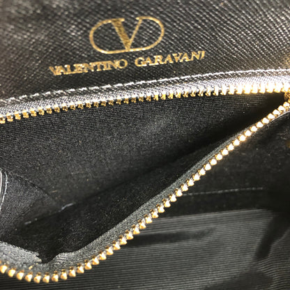 VALENTINO GARAVANI Medal Motif Handbag Vanity bag Black Vintage 68dag4