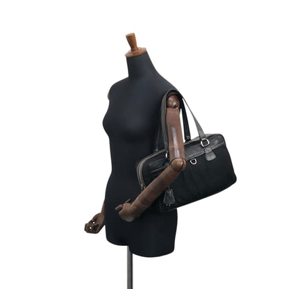 PRADA Logo Boston bag Totebag Black Vintage b57rj5