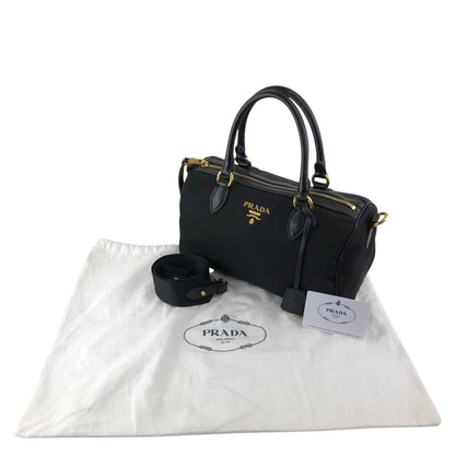 PRADA Logo Two-way Boston bag Shoulder bag Black Vintage 76zjdy