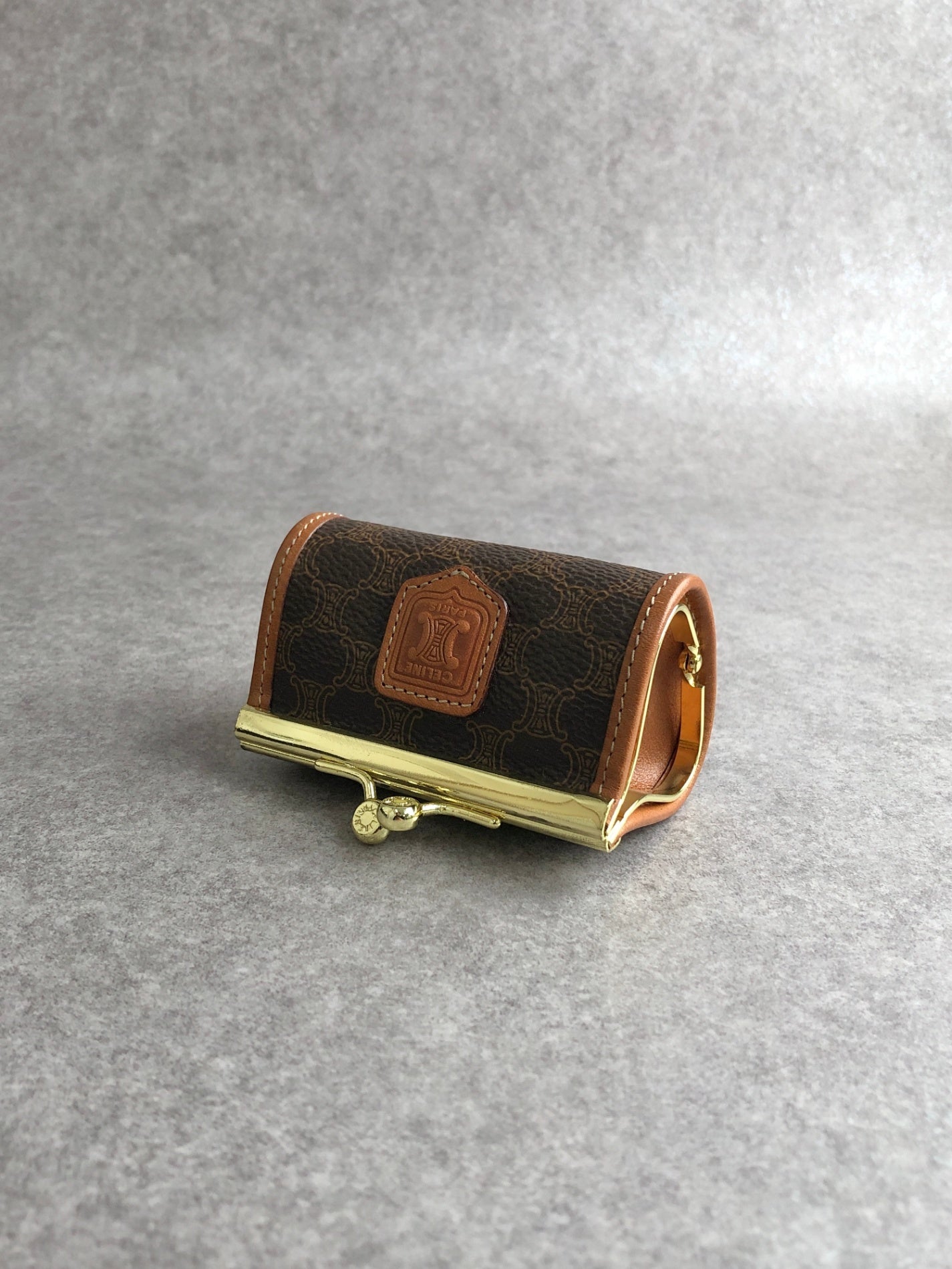 CELINE Macadam Blason Coin Purse Brown Vintage fjmvvj