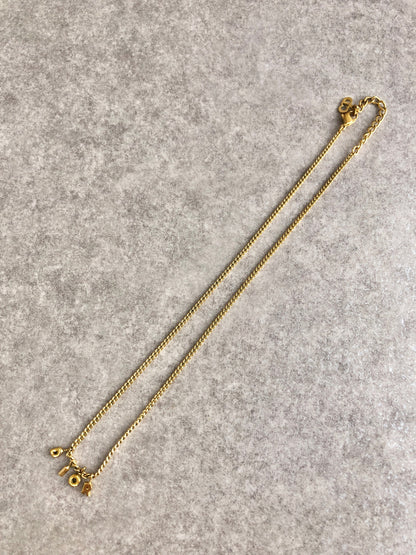 Christian Dior Logo Charm Necklace Gold Vintage 67xyih
