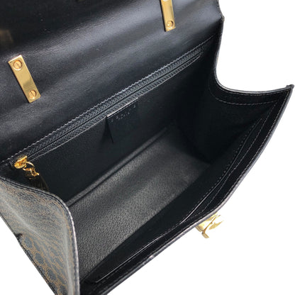 CELINE Macadam Turn Lock Handbag Black Vintage 75x5vx