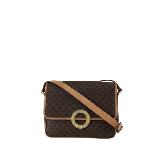 CELINE Macadam Circle Logo Shoulder bag Brown Vintage 4ks7pb